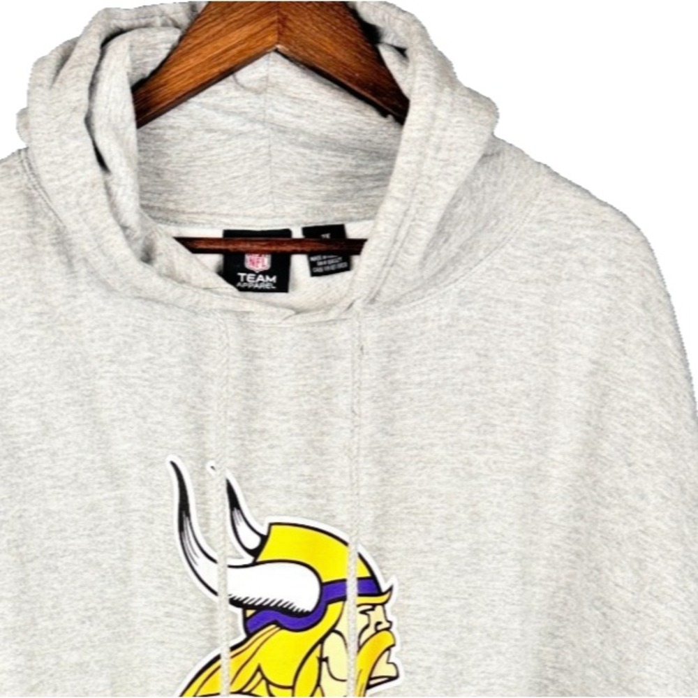 NFL Team Apparel Mens 2X Minnesota Vikings G. Johnson Hoodie Sweatshirt Grey